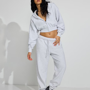 Custom Ribbed Hem Cropped Zip up Short Hoodie for Women Embroidered Solid Color Breathable Quick Dry Streetwear <strong>Jumper</strong> - Product Image 4