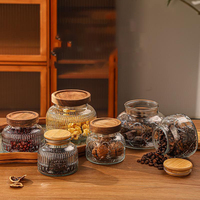 Pot en verre transparent de haute qualité avec couvercle en bois, nouveaux accessoires pour la maison, pour la cuisine, décoratif pour les fêtes de Noël et les cadeaux