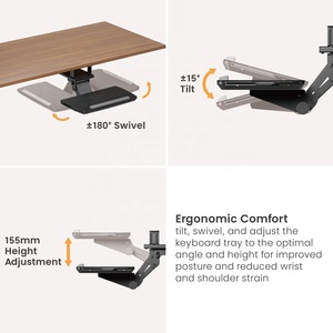 Ergonomic trượt có thể điều chỉnh underdesk Kệ máy tính xoay dưới bàn Khay bàn phím với chuột Pad cho chơi game nhà văn phòng bàn - Product Image 4