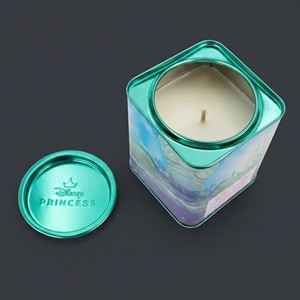 Boîte à bougies carrée personnalisée en fer blanc de qualité alimentaire avec couvercle à levier, impression offset, capacité 12 oz, pour la fabrication de bougies, les cadeaux et l'artisanat - Product Image 4