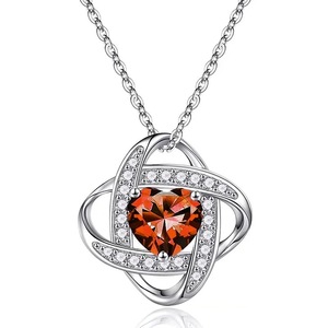 Collares de cristal rojo/azul grandes en forma de corazón con diseño de nudo de estilo contratado para joyería chapada en plata de alta calidad para mujer - Product Image 2