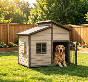 Factory Wholesale Large Outdoor Wooden <strong>Dog</strong> House Luxury Weatherproof Wooden Pet <strong>Kennel</strong> <strong>for</strong> Backyard - Product Image 2
