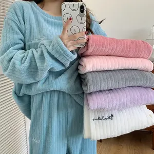 Autumn Winter Coral Hoodie Pajamas Long Sleeve Home Clothes Thickened Woman Night Sexy Sleepwear Ladies Fairy Warm Suit Pants