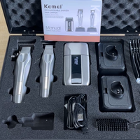 Kit de tondeuse à cheveux professionnelle Kemei S3 1798 3023 T402, lame DLC, entièrement en métal avec chargeur de base, tondeuse à cheveux, rasoir UV