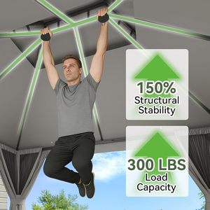 Gazebo para Patio <span class=keywords><strong>de</strong></span> 10x12 pies, Estructura Metálica con Doble Techo, Carpa Resistente para Fiestas y Refugio - Product Image 1