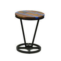 Maison naturelle petite table basse ronde en bois de noyer noir et résine époxy table d'appoint pour salon chambre chevet