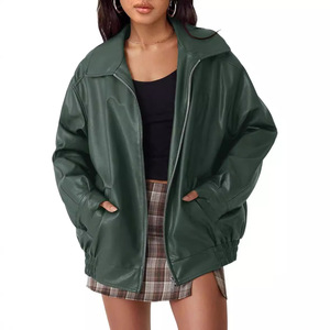 2025 femmes surdimensionné moto motard manteau Faux <span class=keywords><strong>cuir</strong></span> coupe-vent <span class=keywords><strong>veste</strong></span> pour automne tenues grande taille vêtements de mode - Product Image 3