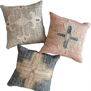 Worldwide Bohemian Home Decor Handwoven Cotton Cushion <b>Cover</b> Multi-Design Indoor-Outdoor Geometric Throw Pillow <b>Cover</b> Woven Wool - Product Image 1