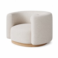 Fauteuil pivotant moderne en tissu, fauteuil rond rembourré, siège d'appoint pour salon