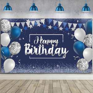 Birthday Backdrop Birthday Wishes Banner Photo Wall Decor Polyester Flag Fabric Custom <b>Atmosphere</b> Cloth - Product Image 3