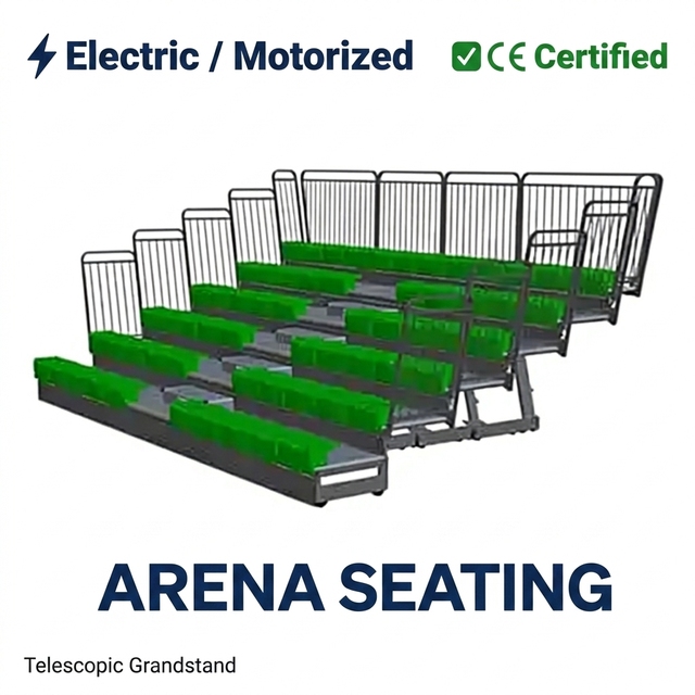 Retractable Electric Motorized Telescopic Heavy-Duty Steel Corrosion Resistant Bleachers Seating System for Gymnasium Sports