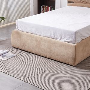 Juegos de Muebles de Lujo Modernos <span class=keywords><strong>para</strong></span> Dormitorio Marco de Cama King Size Doble <span class=keywords><strong>Matrimonial</strong></span> de Tela de Terciopelo Suave Marrón - Product Image 5