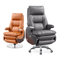 Chaise de bureau exécutive moderne de massage électrique haut de gamme, ergonomique, réglable, pivotante, en cuir véritable, professionnelle