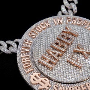 Produttore di gioielli Hip Hop personalizzati 925 in argento Sterling VVS Moissanite diamanti rotondi <span class=keywords><strong>medaglione</strong></span> ghiacciato <span class=keywords><strong>collana</strong></span> pendente - Product Image 5