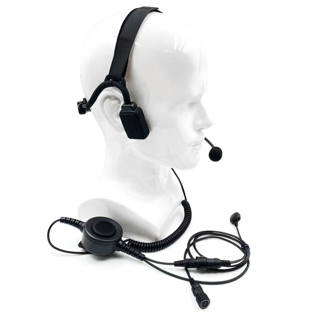 Over-the-Head Bone Conduction Headset with Boom Mic Helmet-Compatible PTT Ready for Industrial & Emergency Communication