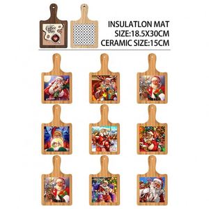 Custom Perforated Hot Platters Placemat Bamboo Wood Framed Ceramic Tile <b>Trivet</b> Wood <b>Trivets</b> - Product Image 6