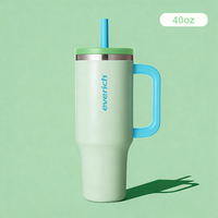 Gourde isotherme Everich 40oz, anti-fuite, à double paroi en acier inoxydable, avec paille pliable