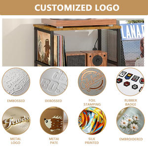 Support pour tourne-disque avec prises électriques, table pour tourne-disque avec éclairage LED, armoire de <span class=keywords><strong>rangement</strong></span> pour disques vinyles pouvant contenir plus de 300 albums - Product Image 6