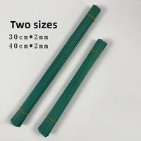 Batang Bunga Kawat Hijau No. 2 Cabang Bunga Buatan Fleksibel dan Tahan Lama 40cm 30cm Bahan Pembuatan Seni Berlapis Kulit
