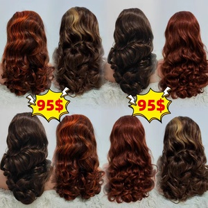 Promotion Letsfly 95$ 300 grammes 22 pouces Perruques bouclées rebondissantes en liquidation en vente Perruques frontales en dentelle 13x4 Perruques en cheveux humains vierges 10A 300% - Product Image 1