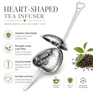 Cuchara infusora de té de acero inoxidable con forma de corazón, filtro colador para hierbas y especias - Product Image 4