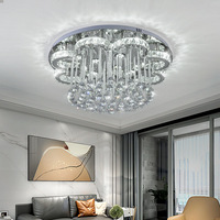 Suspension carrée LED 12W de luxe moderne en acier et cristal, alimentée par courant alternatif, à montage en surface pour salon et espaces haut de gamme