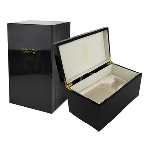 Support Mix Order Whiskey Liquor Wine Single Bottle Wood Gift Box Packaging Piano Lacquer MDF Single Wooden Gift Box Wine