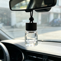 Diffuseur de parfum rond en verre vide de 8 ml avec bouchon en bois pour voiture, flacon suspendu pour désodorisant