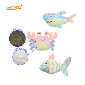 ของเล่นแมวแบบนุ่มยัดไส้ ดีไซน์สัตว์ทะเลหลากสีสัน ผลิตโดย Famipet ของเล่นแมวแบบมีเสียงกรอบแกรบ พร้อมแคทนิป - Product Image 2