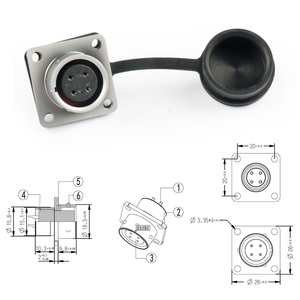 Connecteur d'alimentation RF en laiton robuste SF16 Push-Pull autobloquant à base carrée mâle/femelle 2-10 <span class=keywords><strong>broches</strong></span> IP65 - Product Image 4