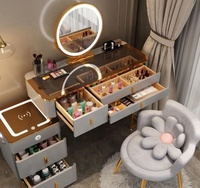 Table de toilette moderne et intelligente Istapromo avec miroir tactile LED, design multifonctionnel, blanc et gris