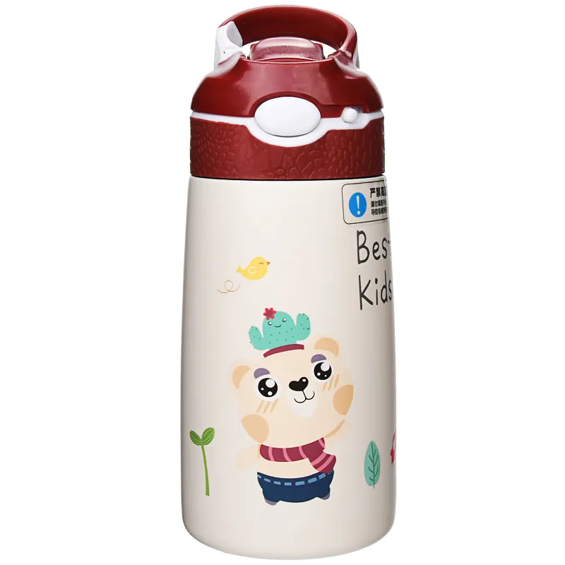 Aohea wasserflasche kundenspezifisches logo kinder wasserflasche bpa-freie tragbare wasserflasche für kinder schule mit strohhalm