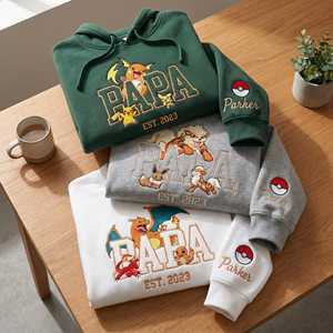 <span class=keywords><strong>Sweat</strong></span>-shirt <span class=keywords><strong>personnalisé</strong></span> brodé PokaPapa OEM ODM, <span class=keywords><strong>sweat</strong></span>-shirt anime <span class=keywords><strong>personnalisé</strong></span> pour <span class=keywords><strong>papa</strong></span>, <span class=keywords><strong>sweat</strong></span>-shirt à capuche avec poche, cadeau pour la fête des pères - Product Image 1