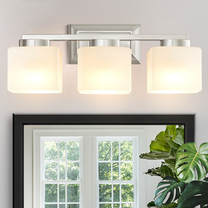Modern Nordic 3-Light Indoor LED Wall-Mounted Recessed Vanity <strong>Lamp</strong> Frosted Glass <strong>Shades</strong> E26 Bulb Base Dimmable <strong>Bathroom</strong> Lighting - Product Image 2