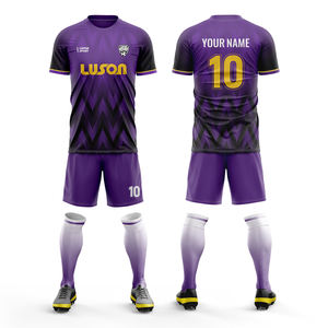 Luson personalizzato nero e <span class=keywords><strong>viola</strong></span> gradiente motivo a quadri <span class=keywords><strong>tuta</strong></span> da <span class=keywords><strong>calcio</strong></span> per adulti personalizzato uniforme da <span class=keywords><strong>calcio</strong></span> - Product Image 1
