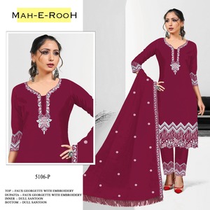 Costume Palazzo de travail à broderie lourde pour le mariage et la fête à prix abordable Costume Pakistan Salwar Kameez - Product Image 5