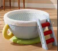 Lit d'intérieur pour animaux de compagnie, arbre à gratter et panier de protection pour chiens et chats, en panneau de densité en papier de chanvre, style enroulé de corde, forme tasse à café
