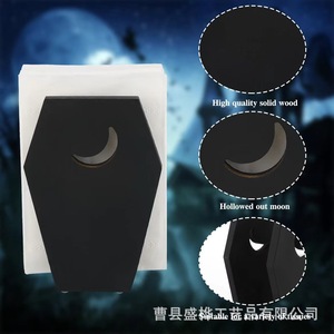 Coffin Shaped Tissue Holder Wood Halloween Decorative <b>Desktop</b> <b>Standing</b> Napkin Storage Rack Novelty Design - Product Image 4