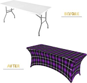 Thanh lịch màu tím sọc căng Khăn trải bàn cho 6 bàn hình chữ nhật chân hoàn hảo phù hợp cho các bên sự kiện và đám cưới trong kho - Product Image 3