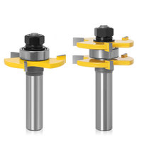 Brocas de Fresado para Madera de 1/4'', 6mm, 1/2'', 12mm y 8mm con Vástago Redondo, Tipo T de 3 Dientes, Herramientas para Trabajar la Madera