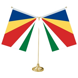 Drapeau de table en forme de Y avec base métallique pour décorations personnalisables de mini-drapeaux des <span class=keywords><strong>Seychelles</strong></span> - Product Image 1