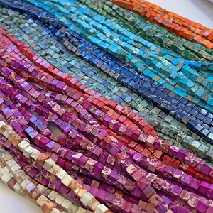 Perline Quadrate Naturali di Pino Imperiale Bohemia da 4mm Semi-Turchese Lavorate a Mano per Bracciali e Collane Fai-da-Te Accessori per Gioielli - Product Image 4