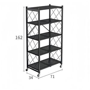 Estante de cocina de cinco niveles Zhonghe, metálico, con ruedas, para microondas y utensilios, de pie, 5 niveles, negro - Product Image 5