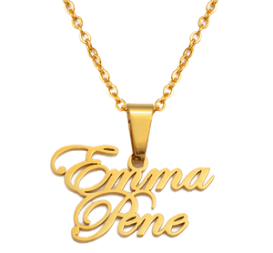 Qiuhan Tùy Chỉnh Tên Tấm Vòng Cổ 18K Mạ Vàng Thép Không Gỉ Thư Ban Đầu Vòng Cổ Cá Nhân Thư Vòng Cổ - Product Image 1