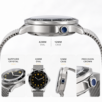 Montres mécaniques pour hommes de 42 mm, luxe et mode, fond transparent, acier inoxydable, ronde, étanche 3 bars, verre saphir, aiguilles
