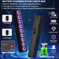 Barre lumineuse LED à piles avec télécommande 9*6W RGBWAUV 54W 5200mAh 25 °   Éclairage de scène pour KTV, DJ, discothèque, soirée, club, spectacle, mariage