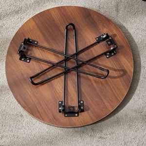 Bona Gold Square Minimalist <b>Round</b> Coffee <b>Table</b> Wood Top Nesting Design Living Room Furniture - Product Image 2