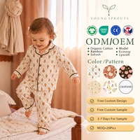 Ensemble de vêtements pour bébé Young Sprouts, en fibre de bambou tricotée, boutonné sur le devant, imprimé chat turc, Thanksgiving, personnalisé, OEM, vente en gros, automne
