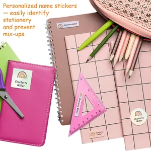 72pcs Personalized Waterproof <b>Name</b> <b>Labels</b> Kids Boho Rainbow Peel Stick Stickers Custom School Daycare Camp Nursery <b>Label</b> Pack - Product Image 4