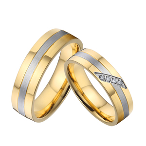 Occidentale Designer negozio di gioielli fabbrica 14k oro placcato in acciaio inox <span class=keywords><strong>fedi</strong></span> classiche coppia set Bague Anillos Eheringe - Product Image 4